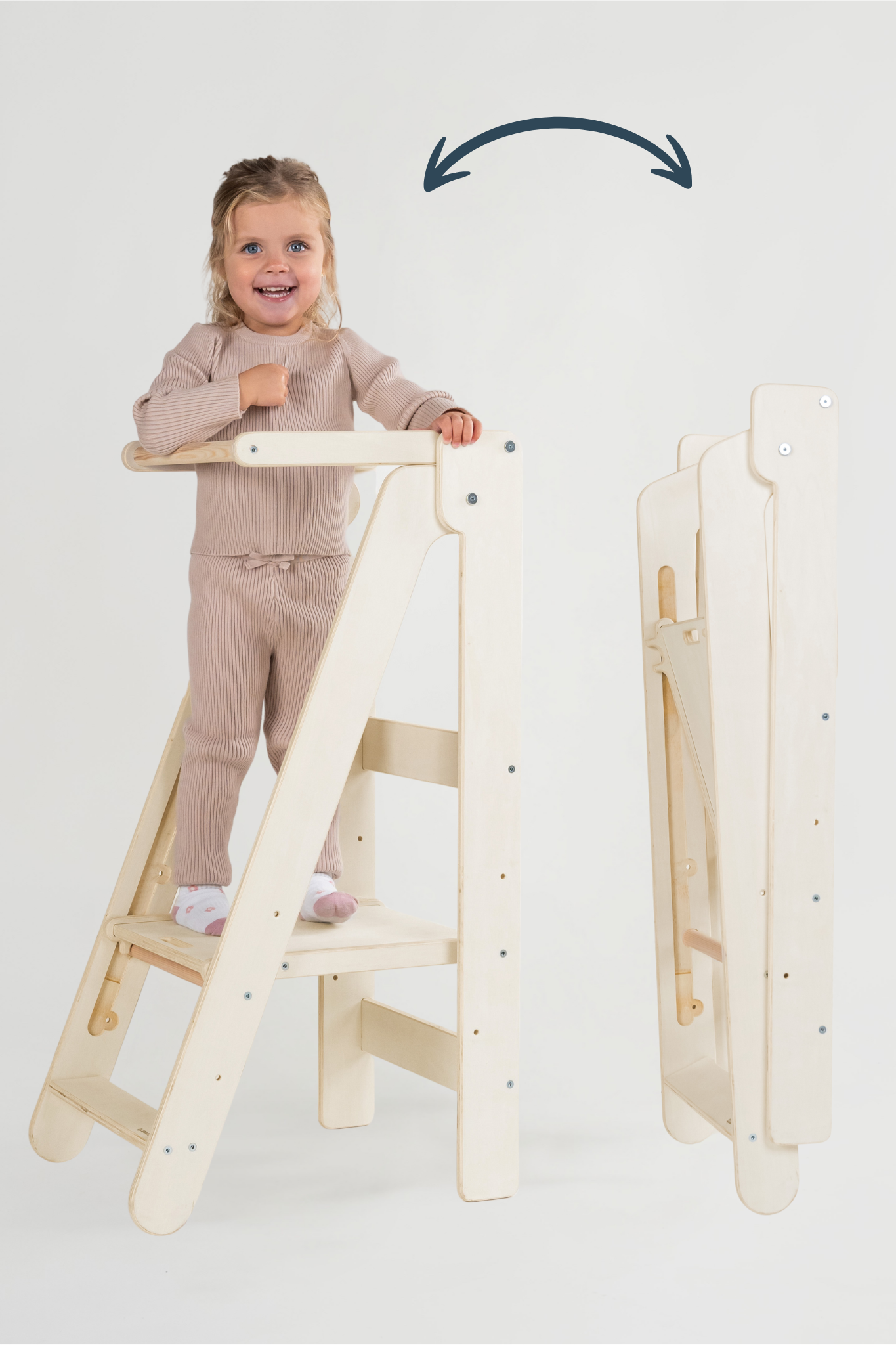 EASY - klappbar faltbar Lernturm - naturfarben